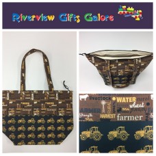 Large Tote Bag With Zip - Farmers Fighting Spirit - Words and Tractors